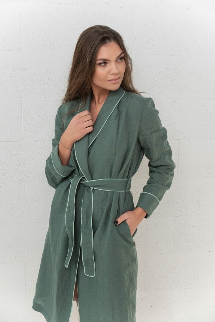 Linen bathrobe "Comfort GREEN" - Image 5