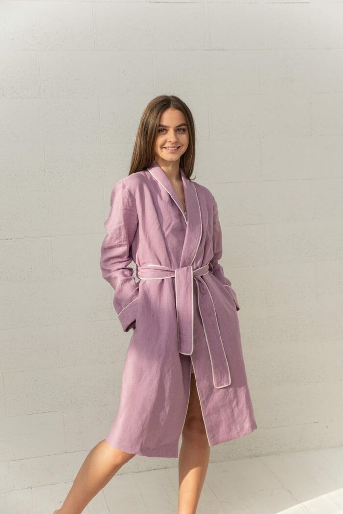 Linen bathrobe "Comfort PURPLE" - Image 3