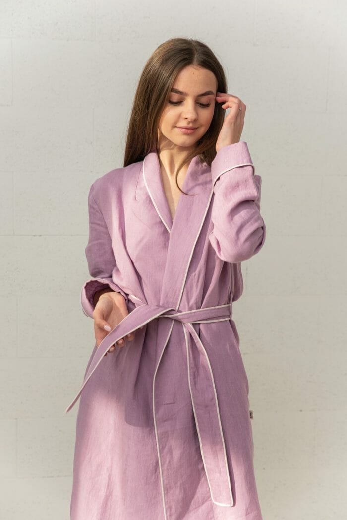 Linen bathrobe "Comfort PURPLE" - Image 5