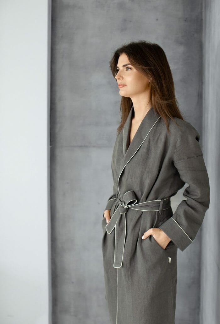 Linen bathrobe "Comfort GREY" - Image 5