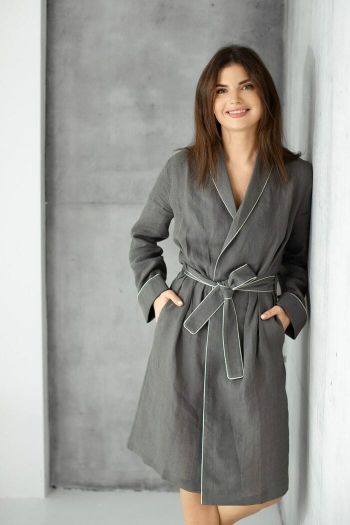 Linen bathrobe "Comfort GREY" - Image 4