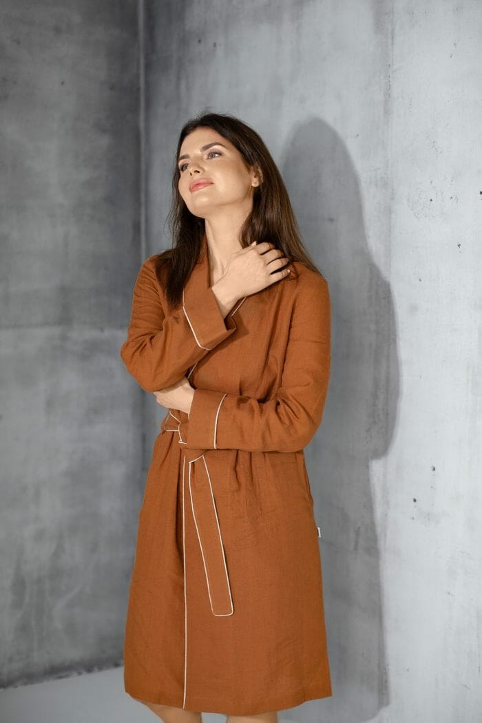 Linen bathrobe "Comfort CINAMON"