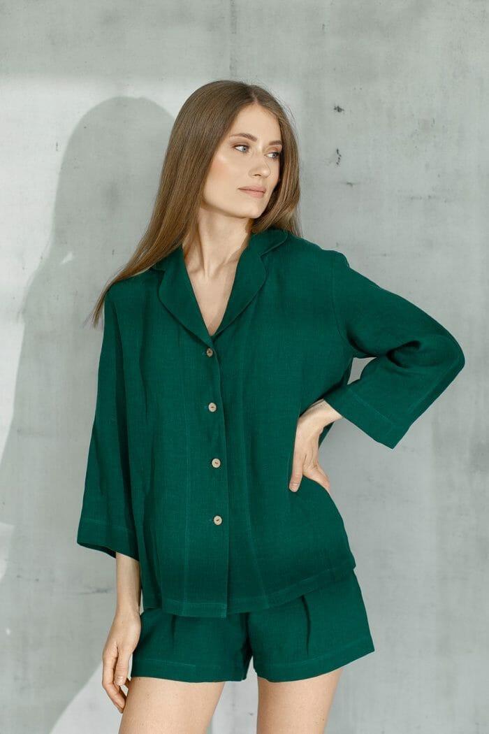 Linen pyjamas "Deep green"