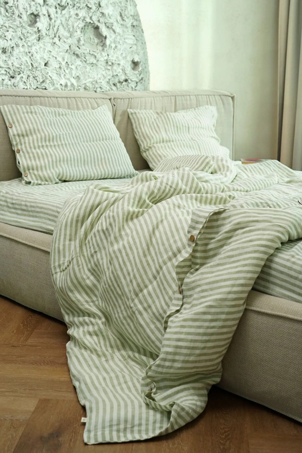 Lininis patalynės komplektas “Green stripes" - Image 5