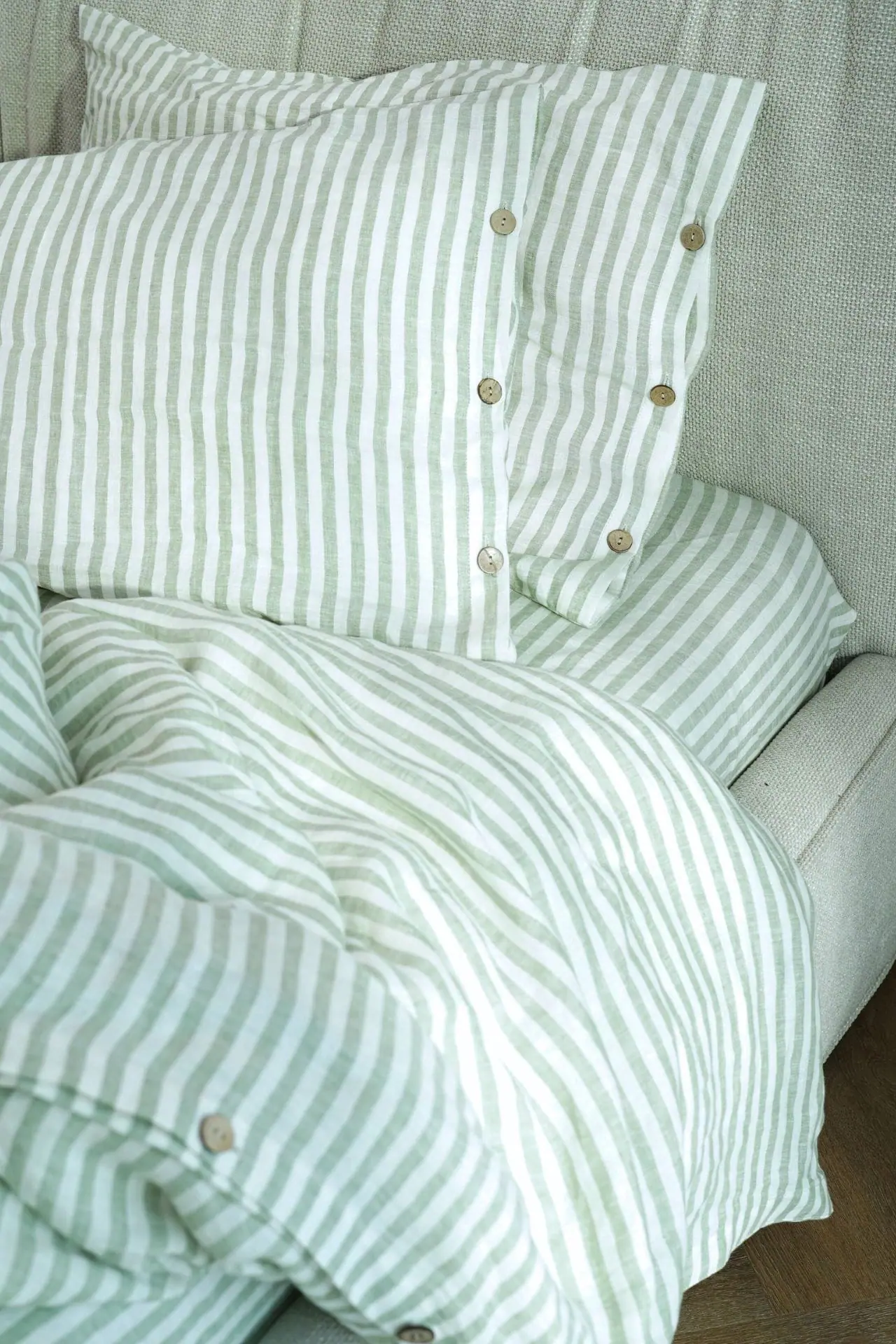 Lininis patalynės komplektas “Green stripes" - Image 2